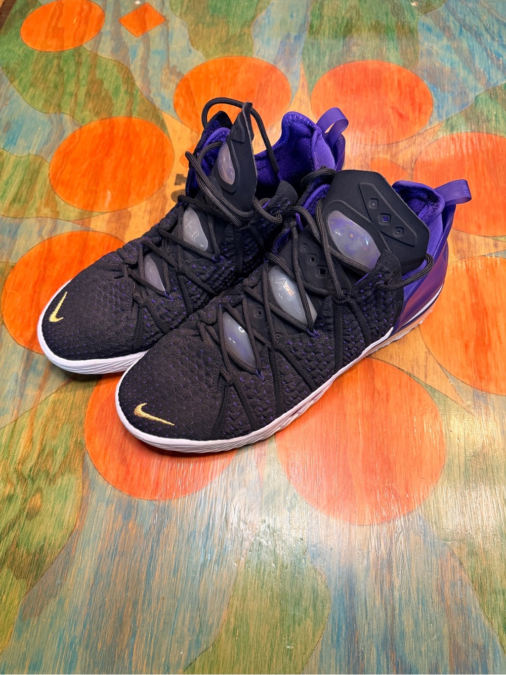 Nike LeBron 18 XVIII Lakers 2020 Size 12 Black Purple CQ9283 004 High Top Lace U